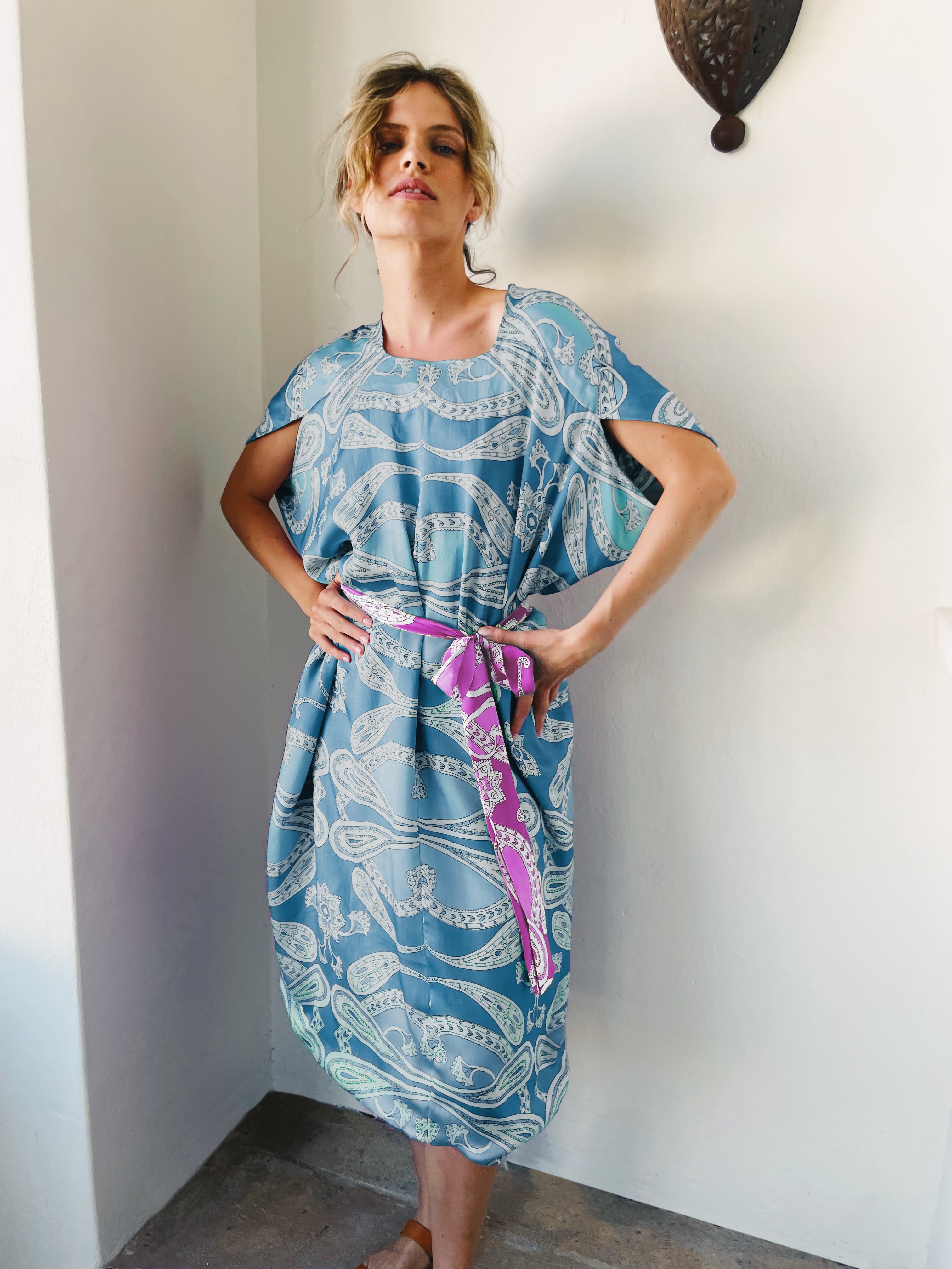 By The Sea Kaftan In Blue Paisley