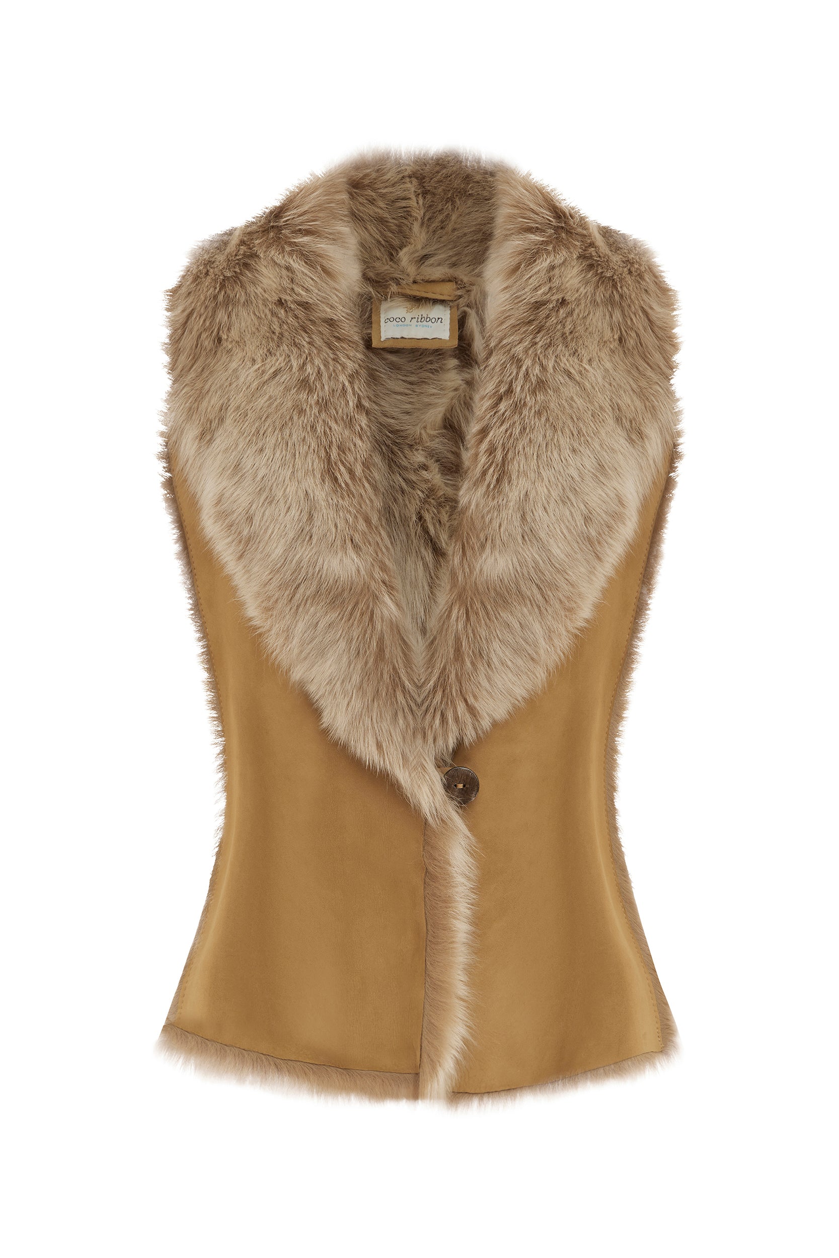 Toscana Shearling Gilet Vest in Caramel
