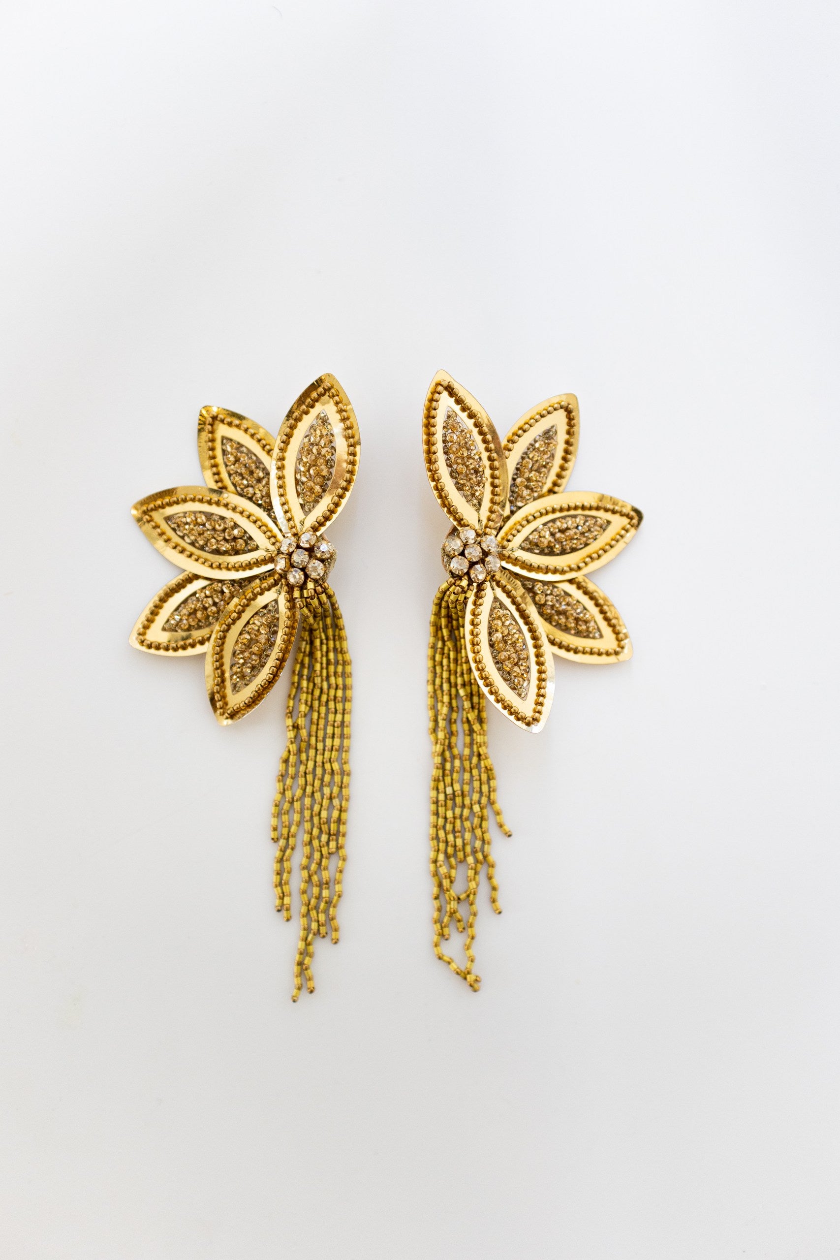 Floral earrings deals gold