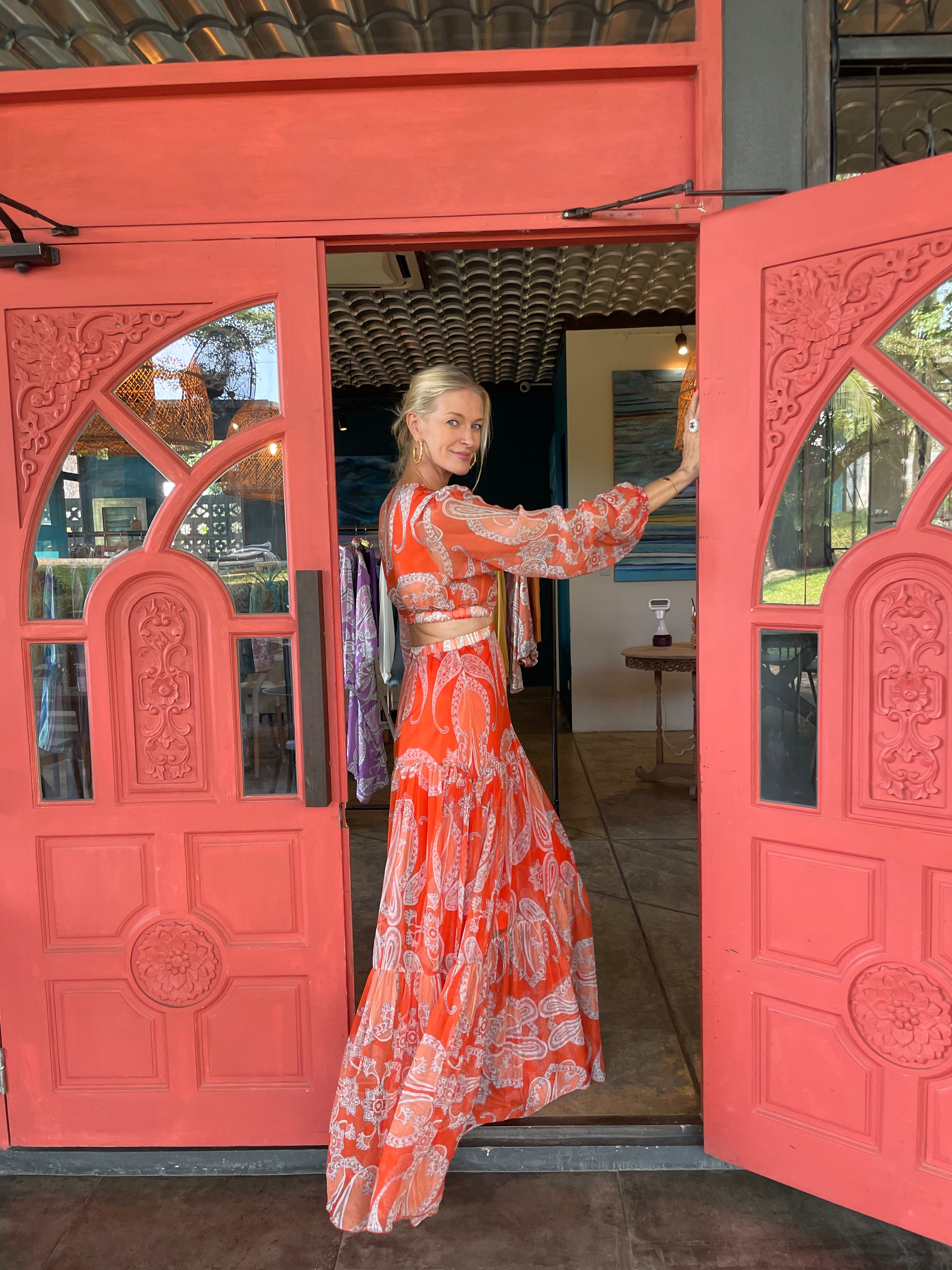 Marrakesh Sunset Orange Paisley Dress