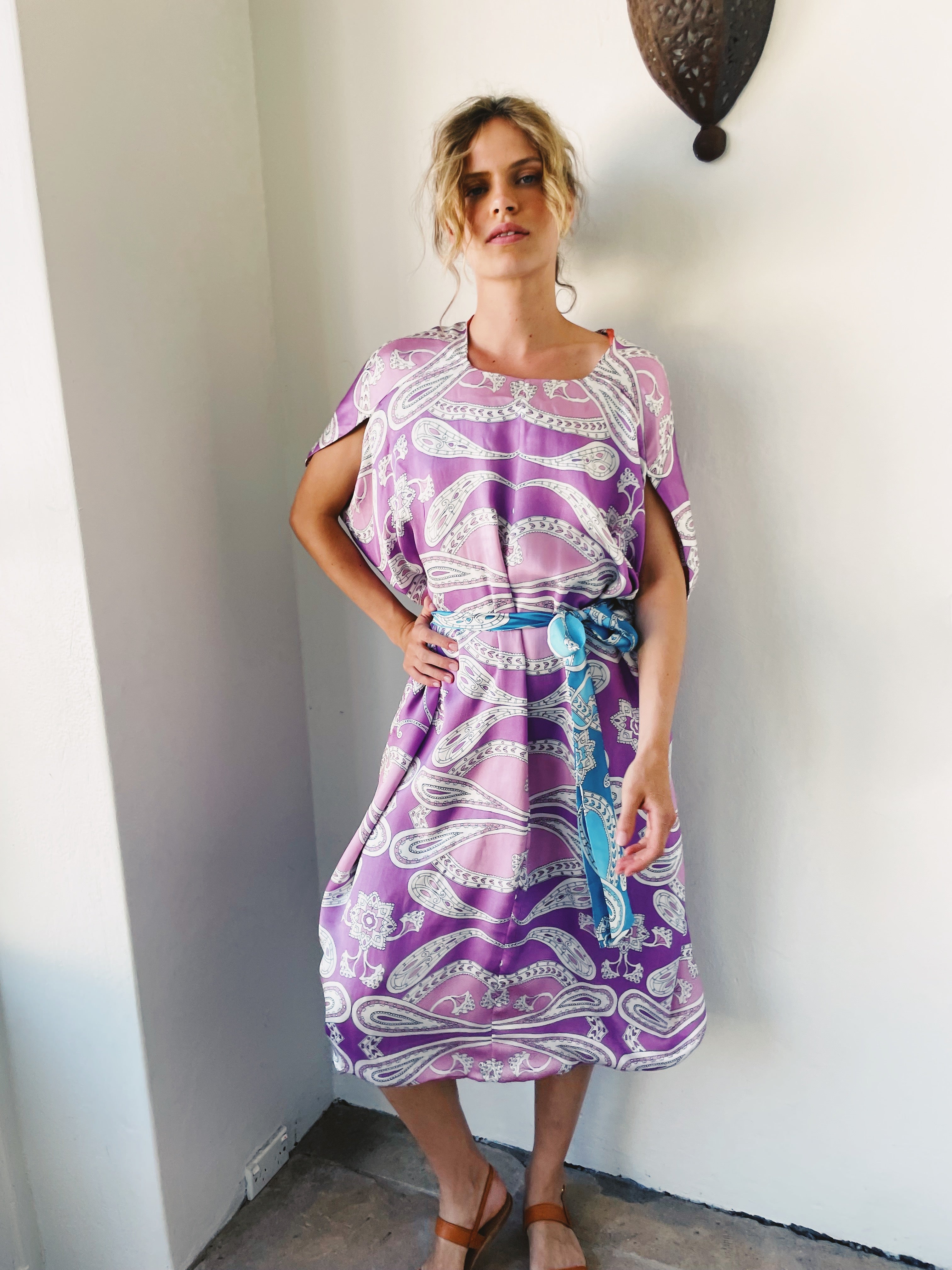 By The Sea Kaftan in Lavender Paisley