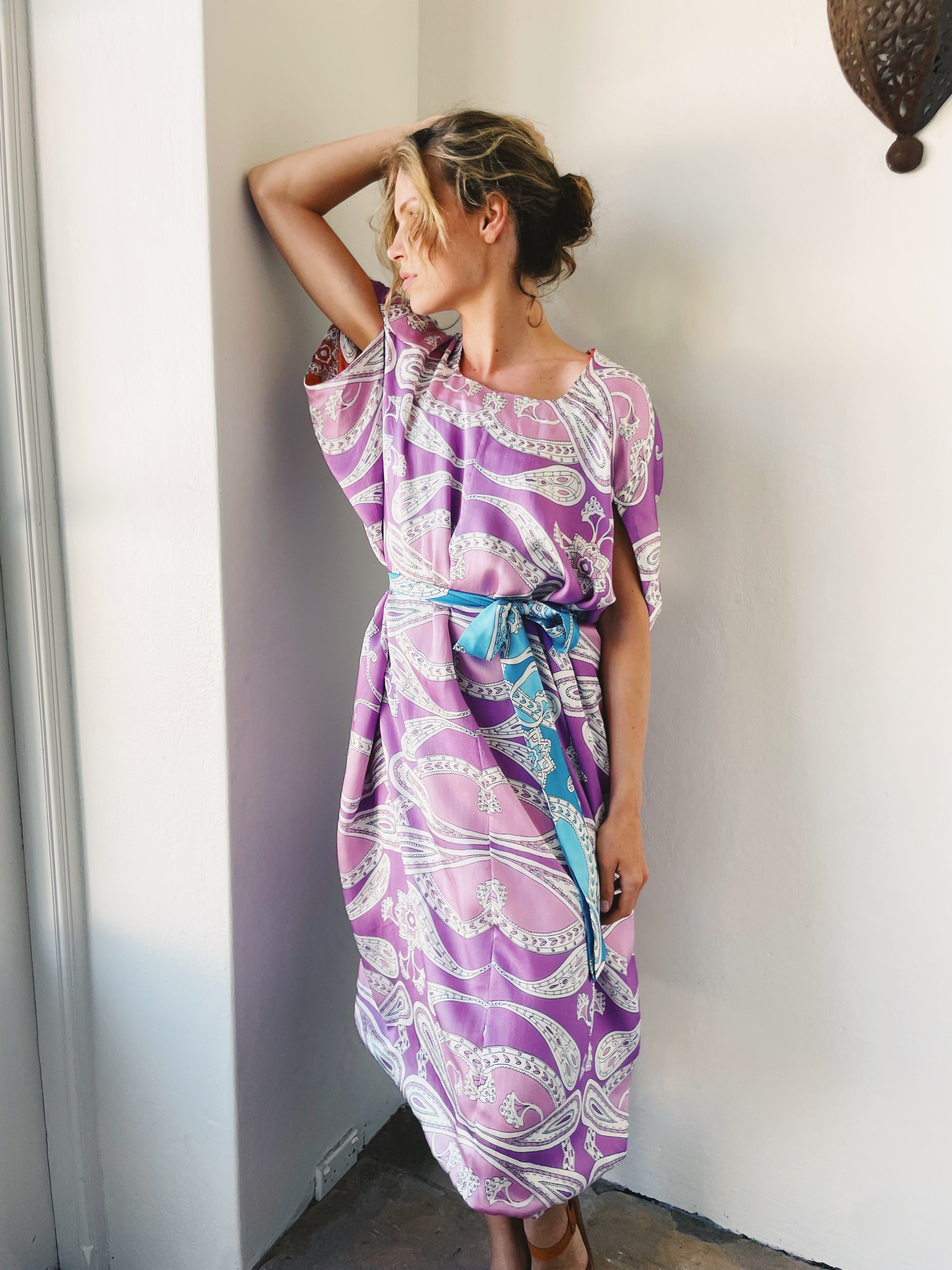By The Sea Kaftan in Lavender Paisley