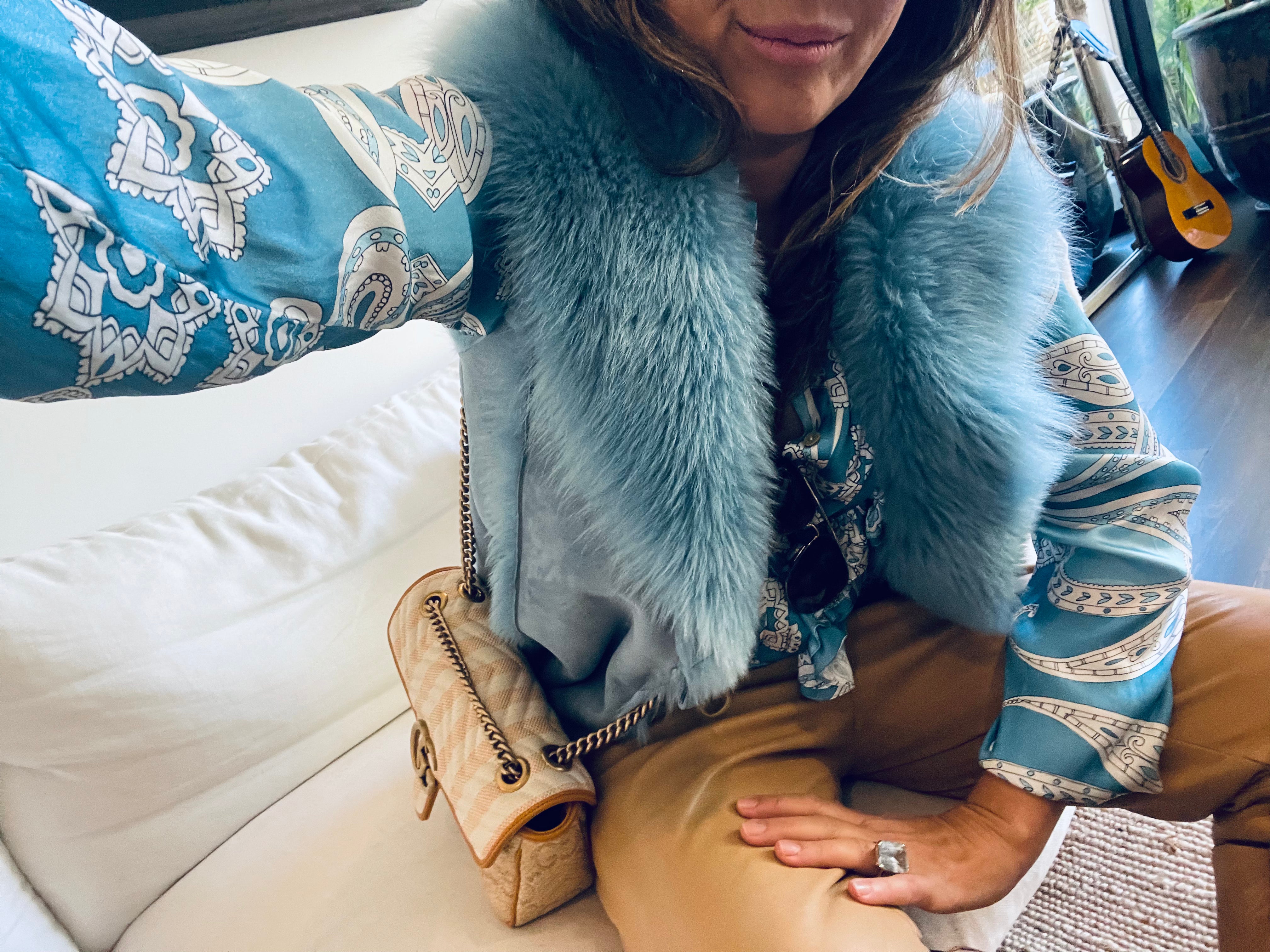 Toscana Shearling Gilet Vest in Pale Blue