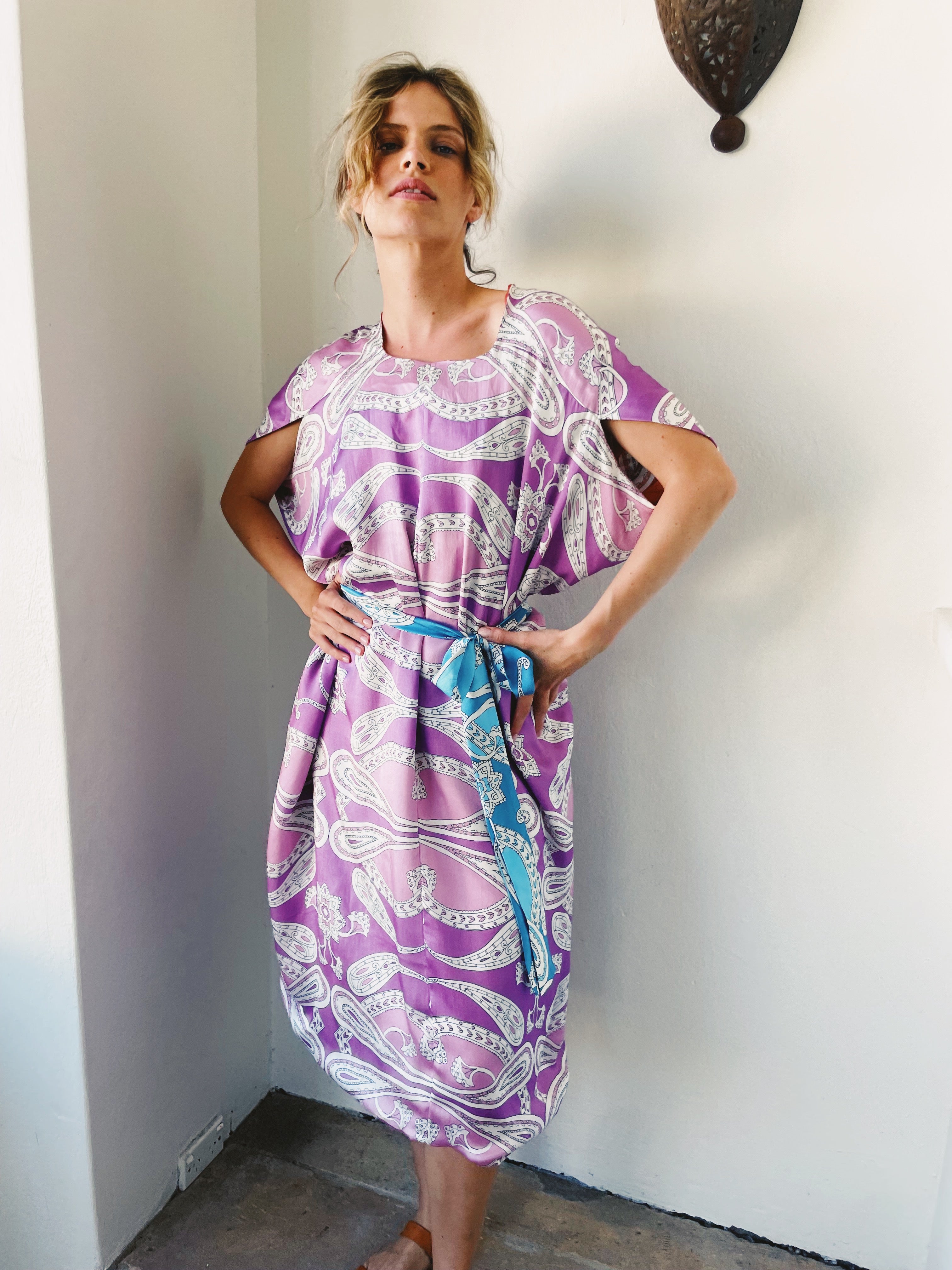 By The Sea Kaftan in Lavender Paisley