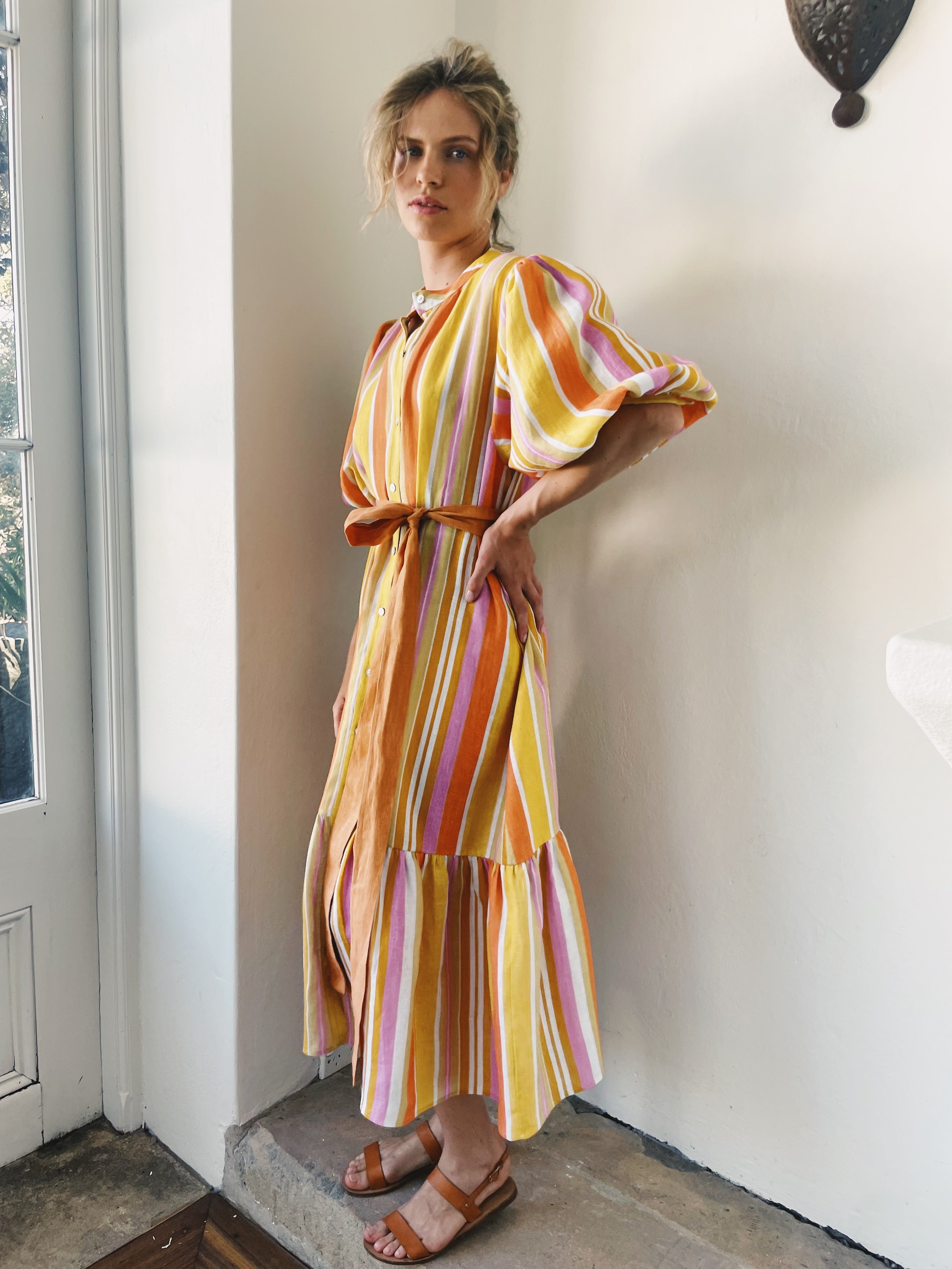 I'd Rather Be In Capri Yellow Stripe Dress