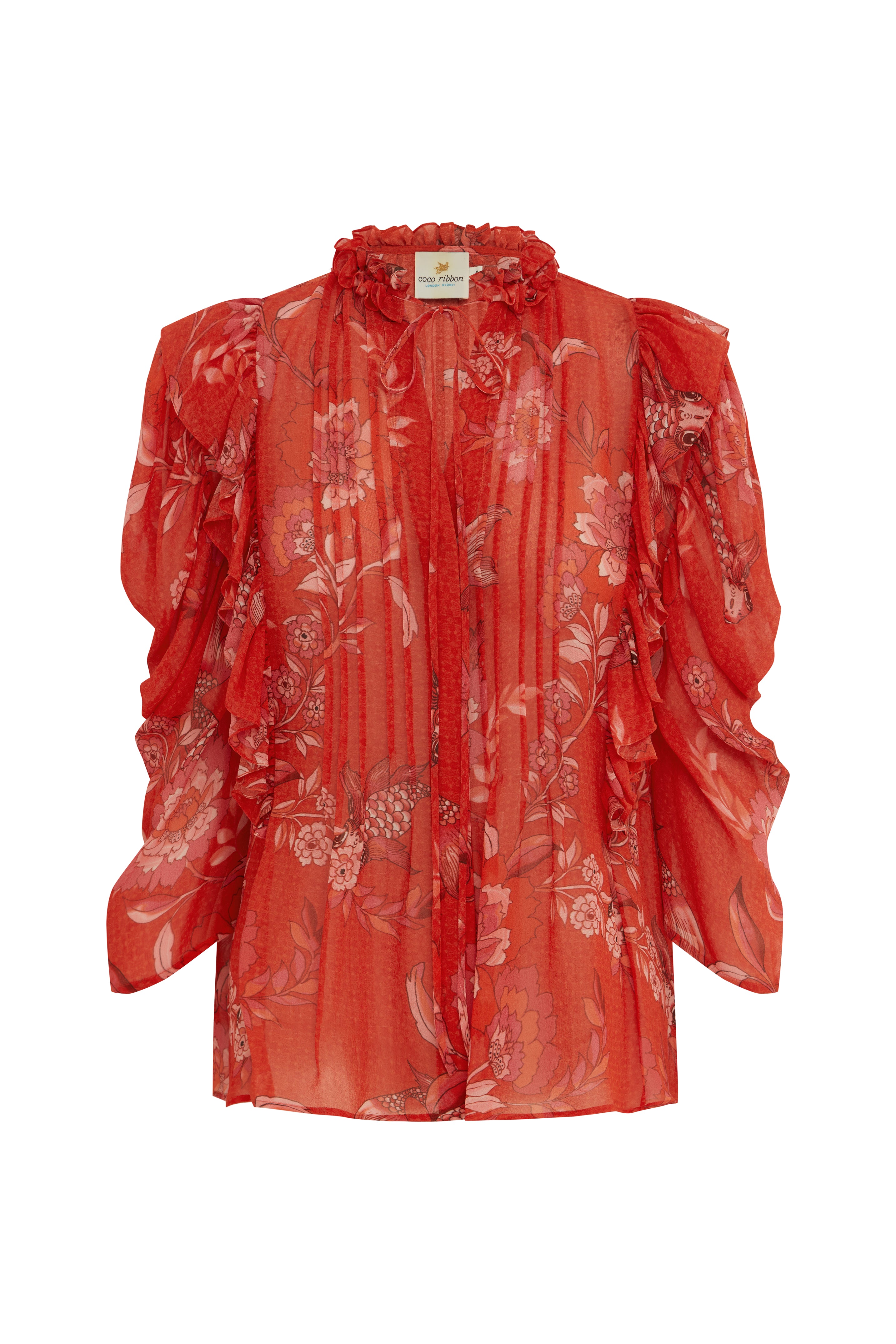Raffles Red and Fuchsia Koi Fish Blouse