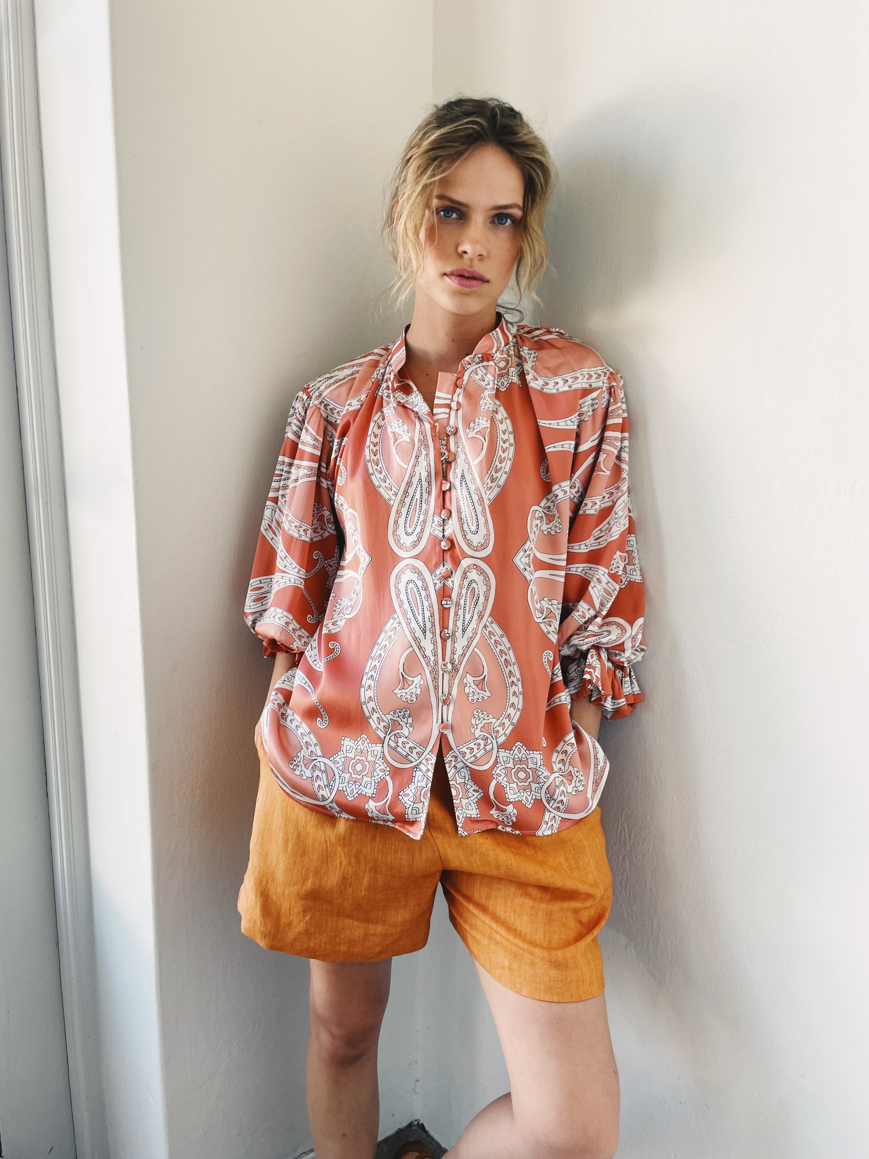 Amalfi Blouse | Caramel Paisley