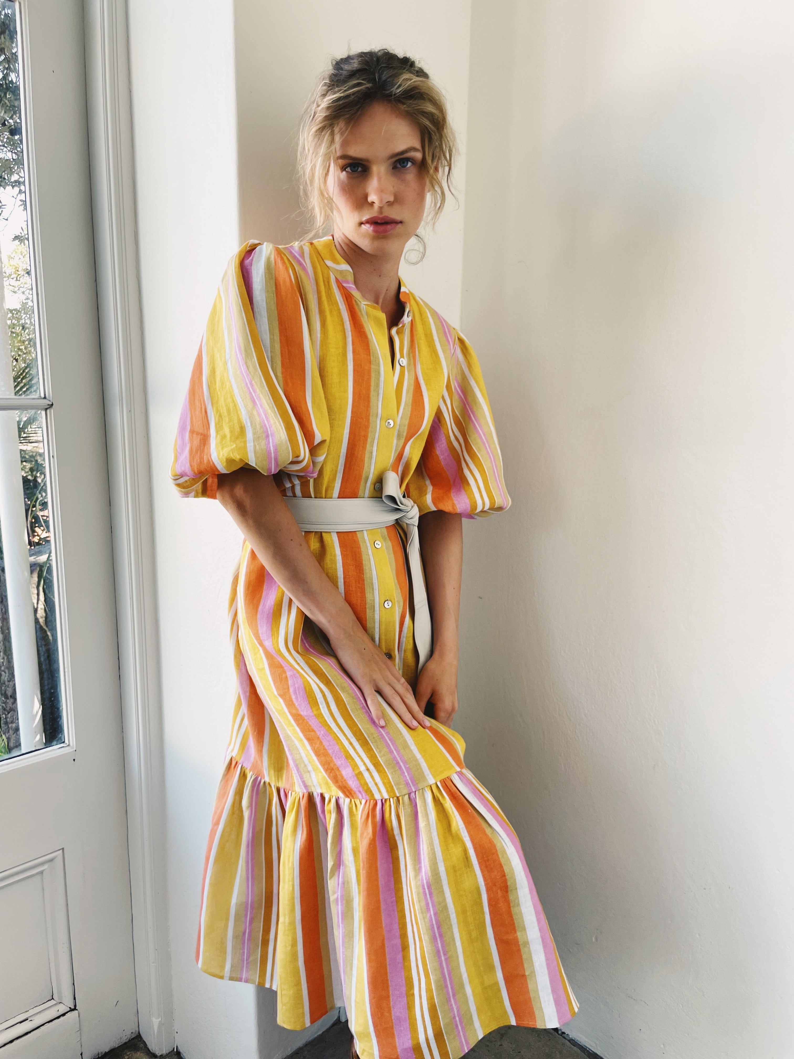 I'd Rather Be In Capri Yellow Stripe Dress