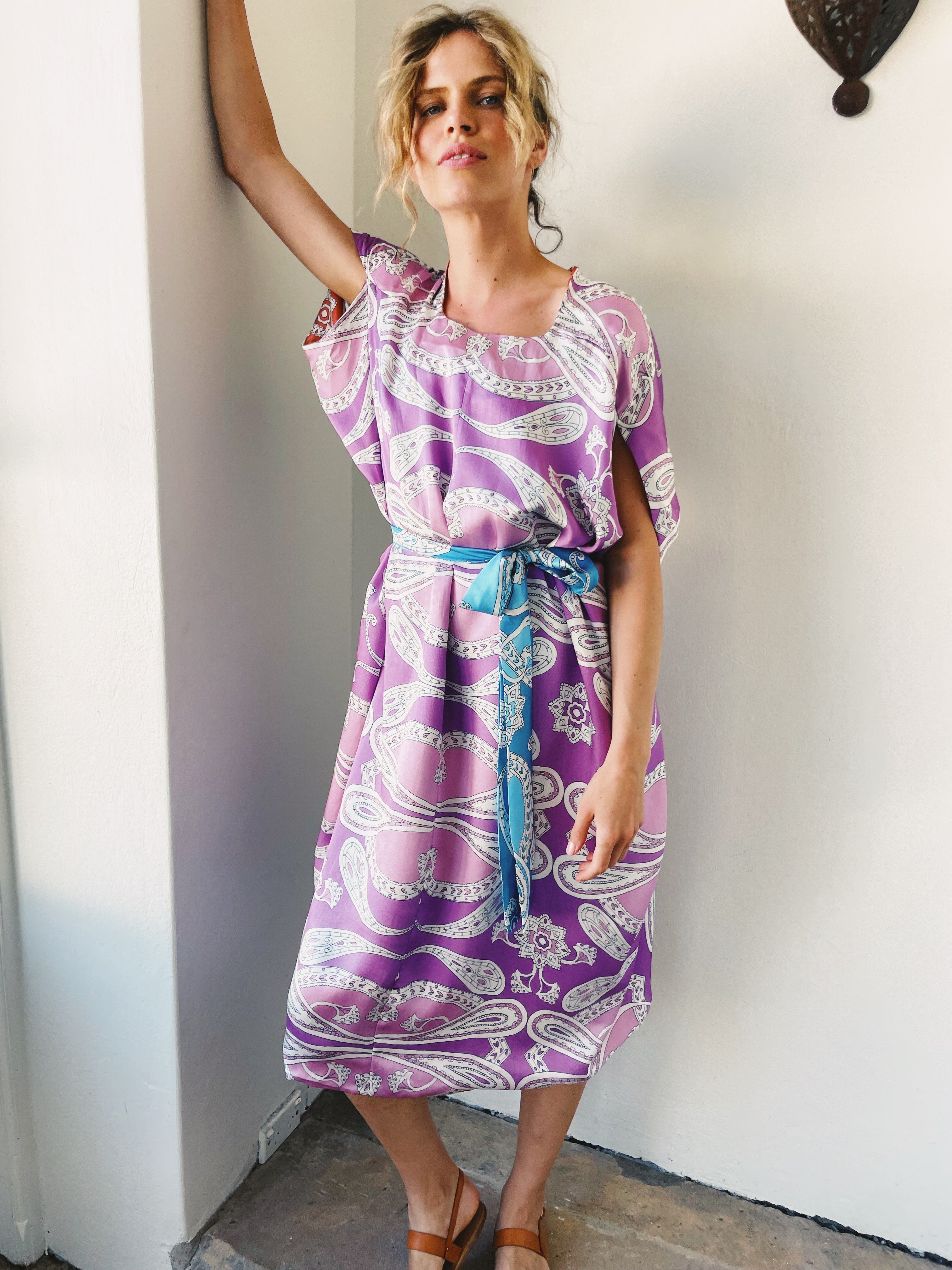 By The Sea Kaftan in Lavender Paisley