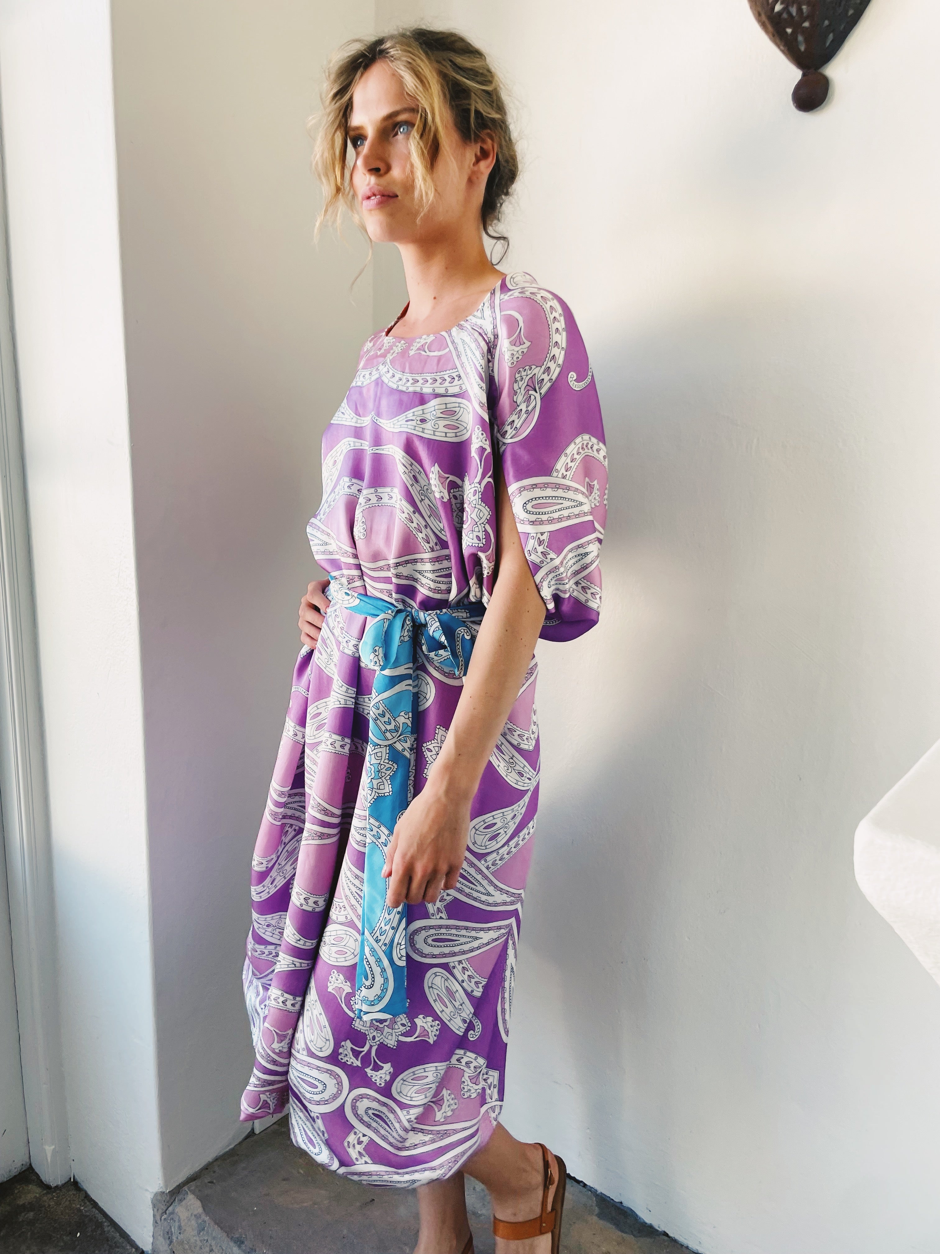 By The Sea Kaftan in Lavender Paisley