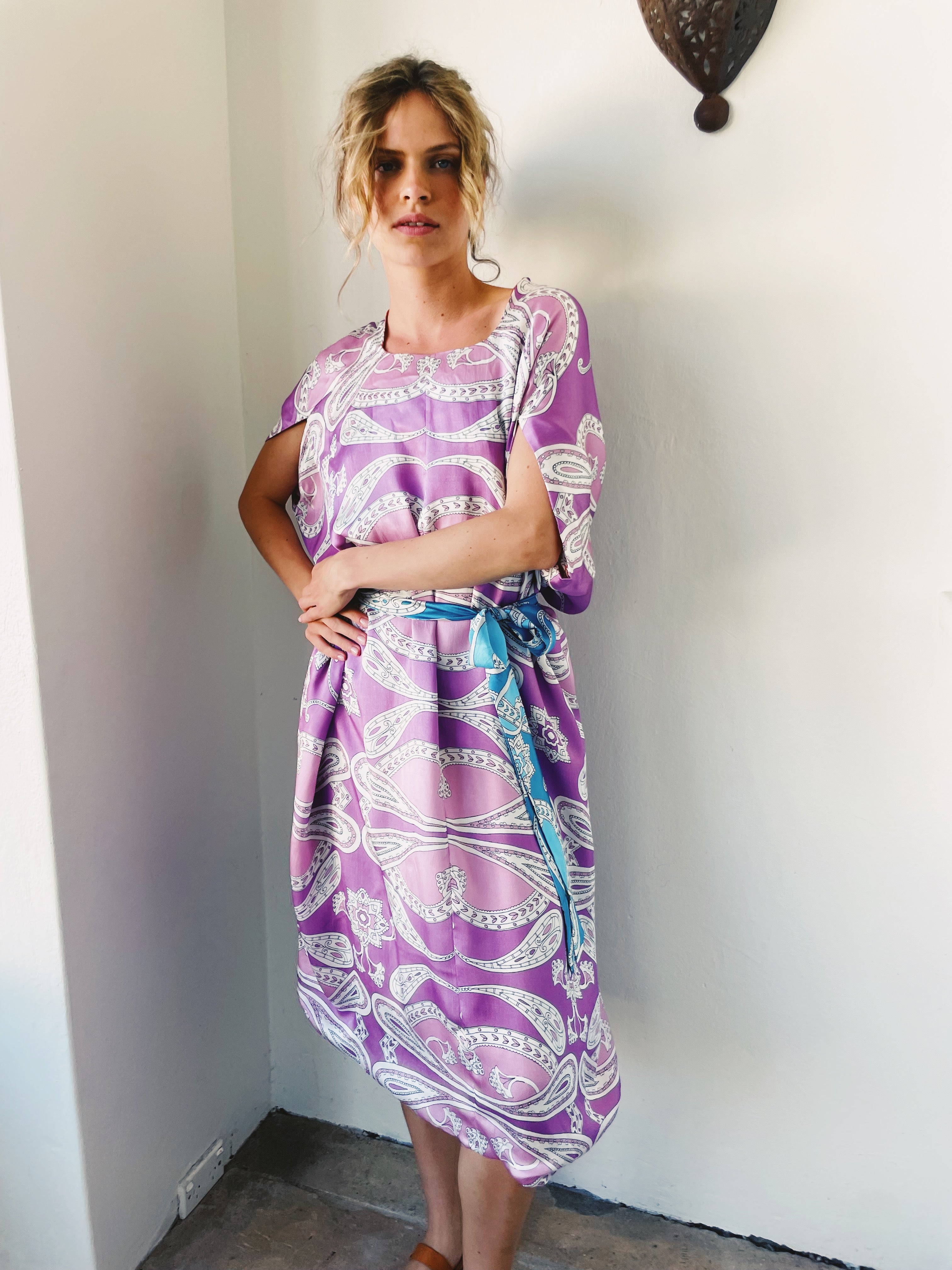 By The Sea Kaftan in Lavender Paisley