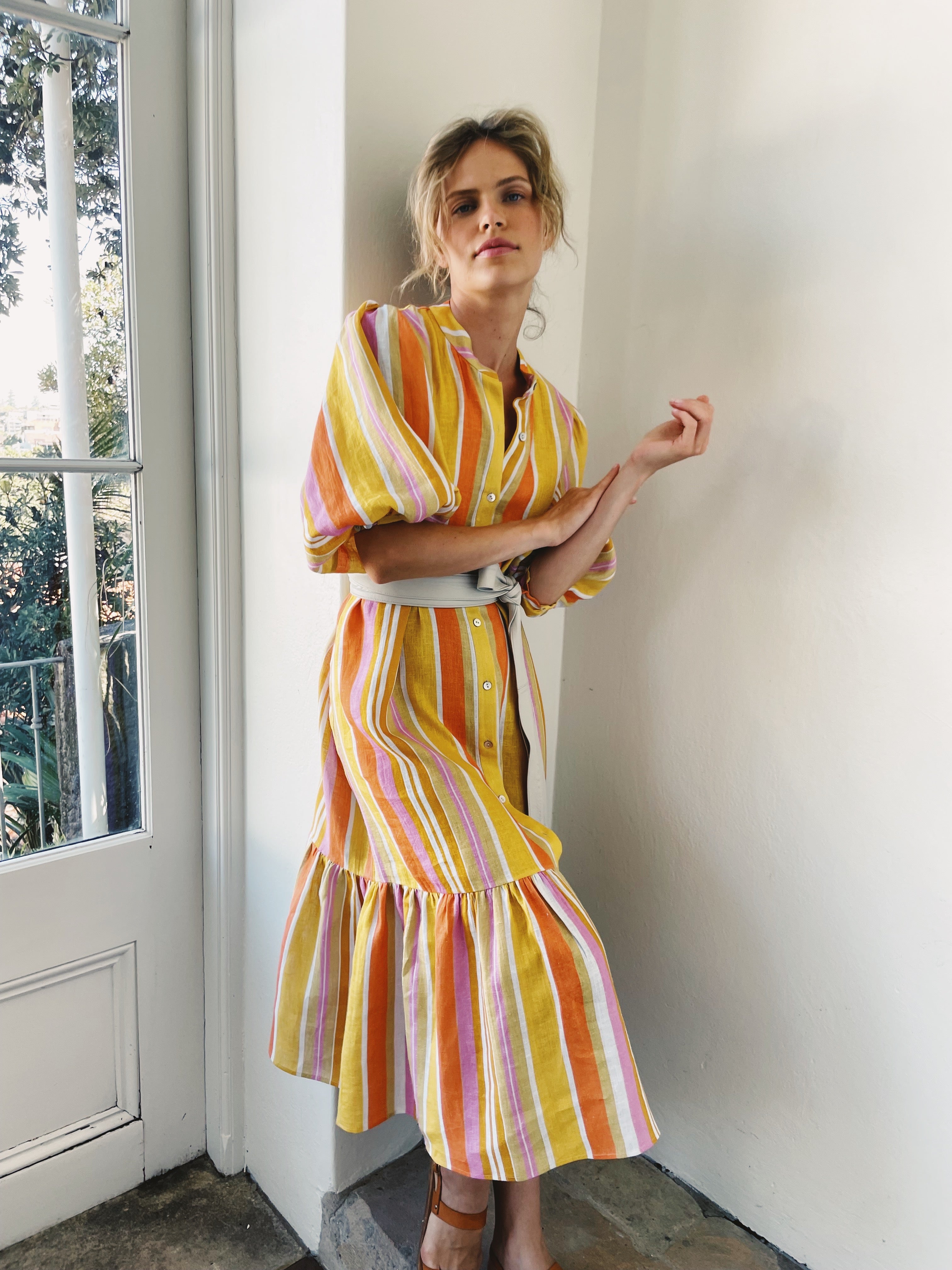 I'd Rather Be In Capri Yellow Stripe Dress