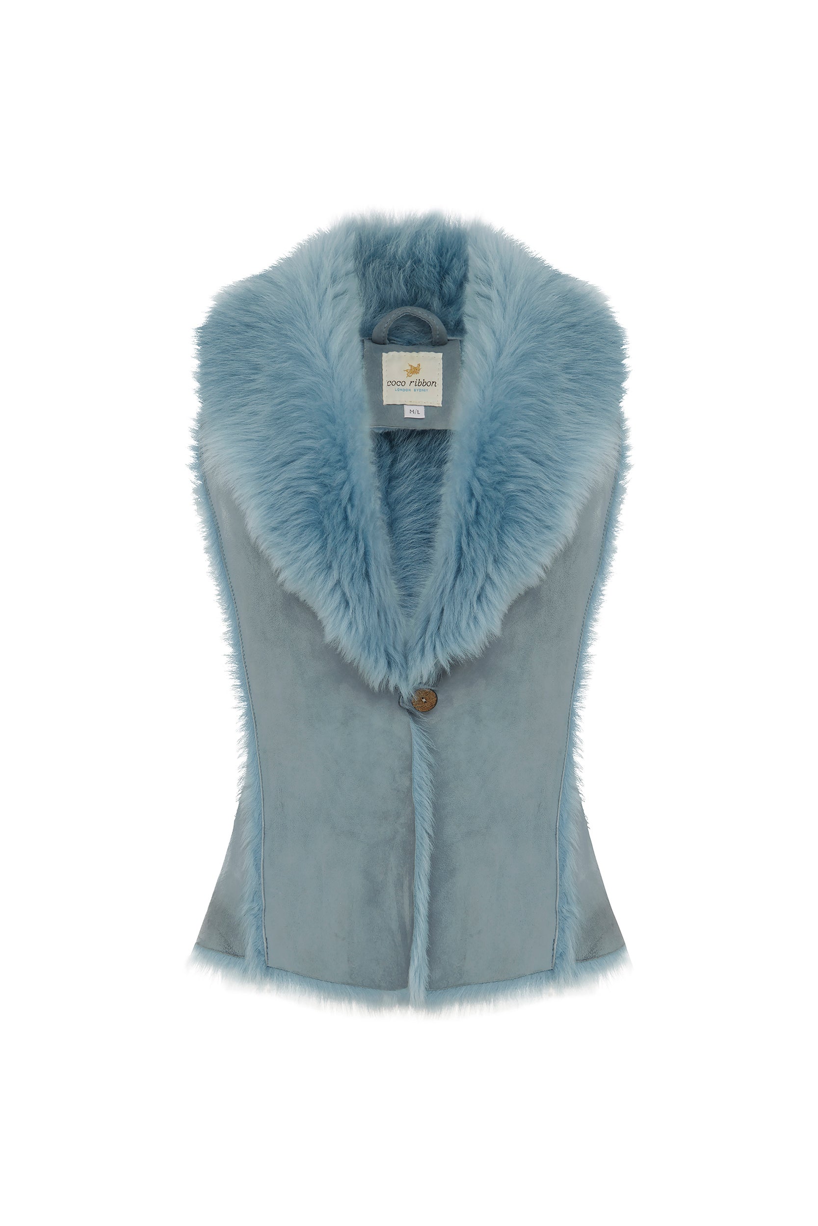 Toscana Shearling Gilet Vest in Pale Blue