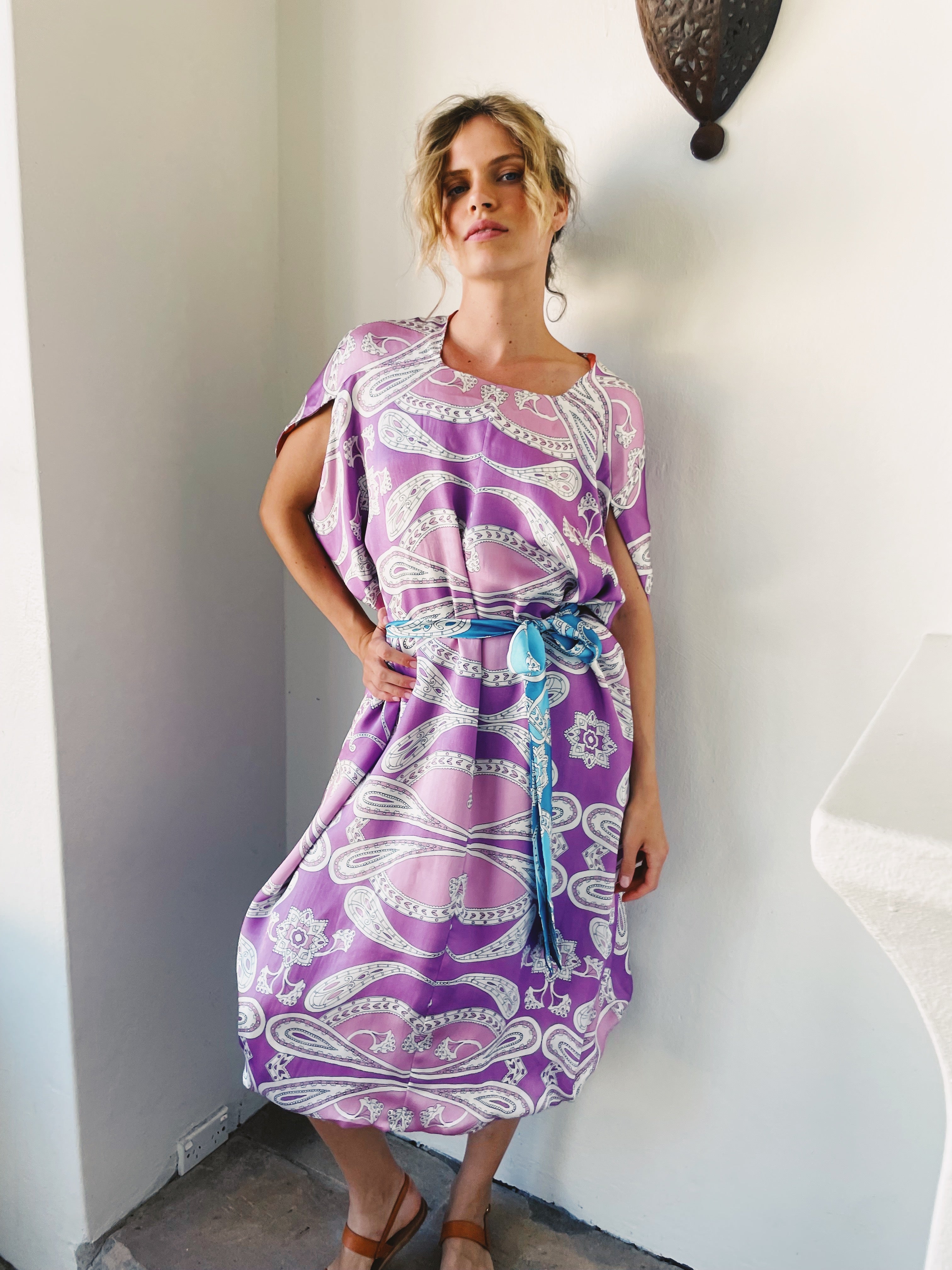 By The Sea Kaftan in Lavender Paisley