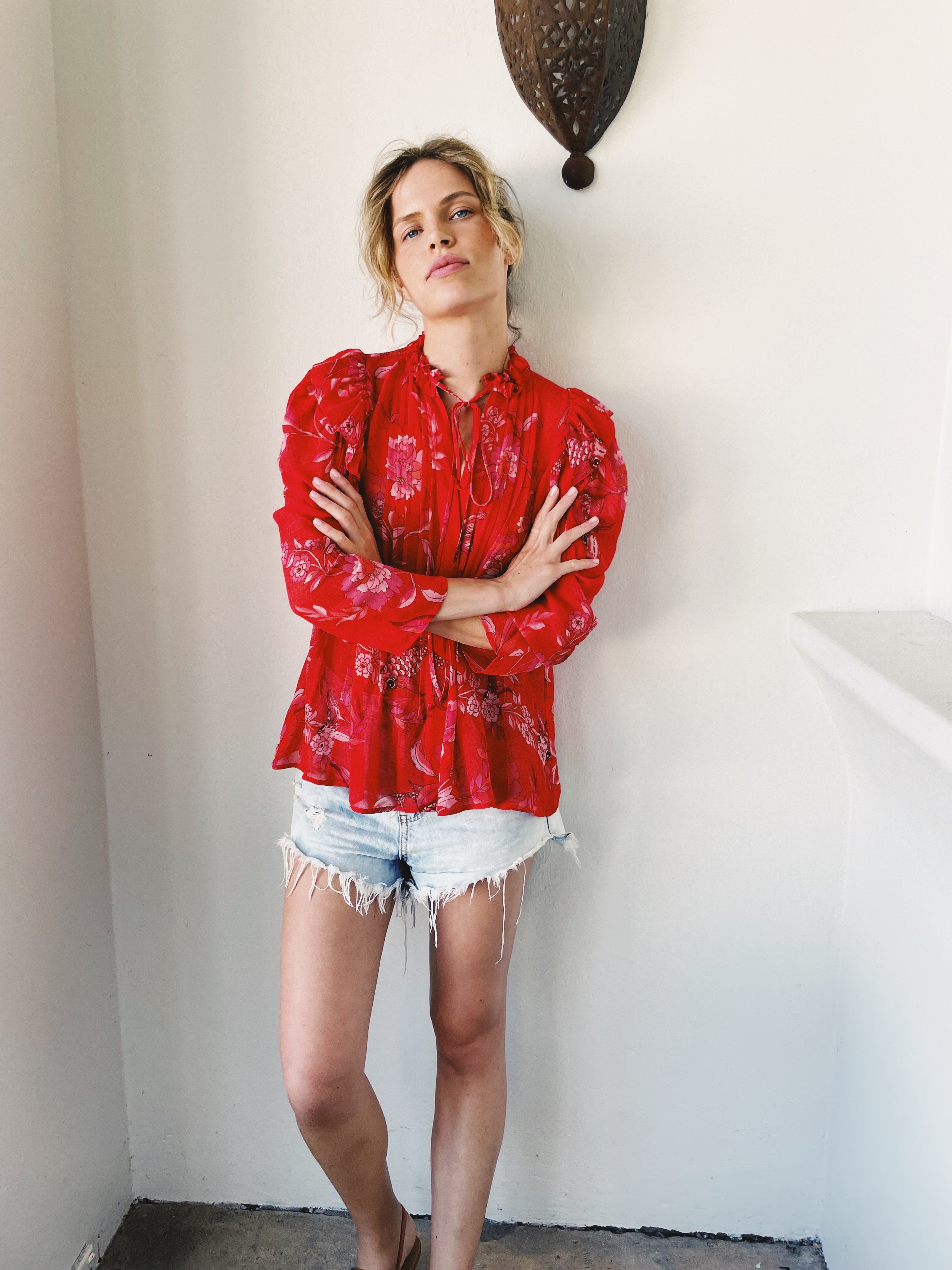Raffles Red and Fuchsia Koi Fish Blouse