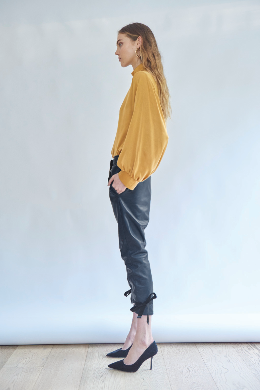 Selina Leather Pants in Navy