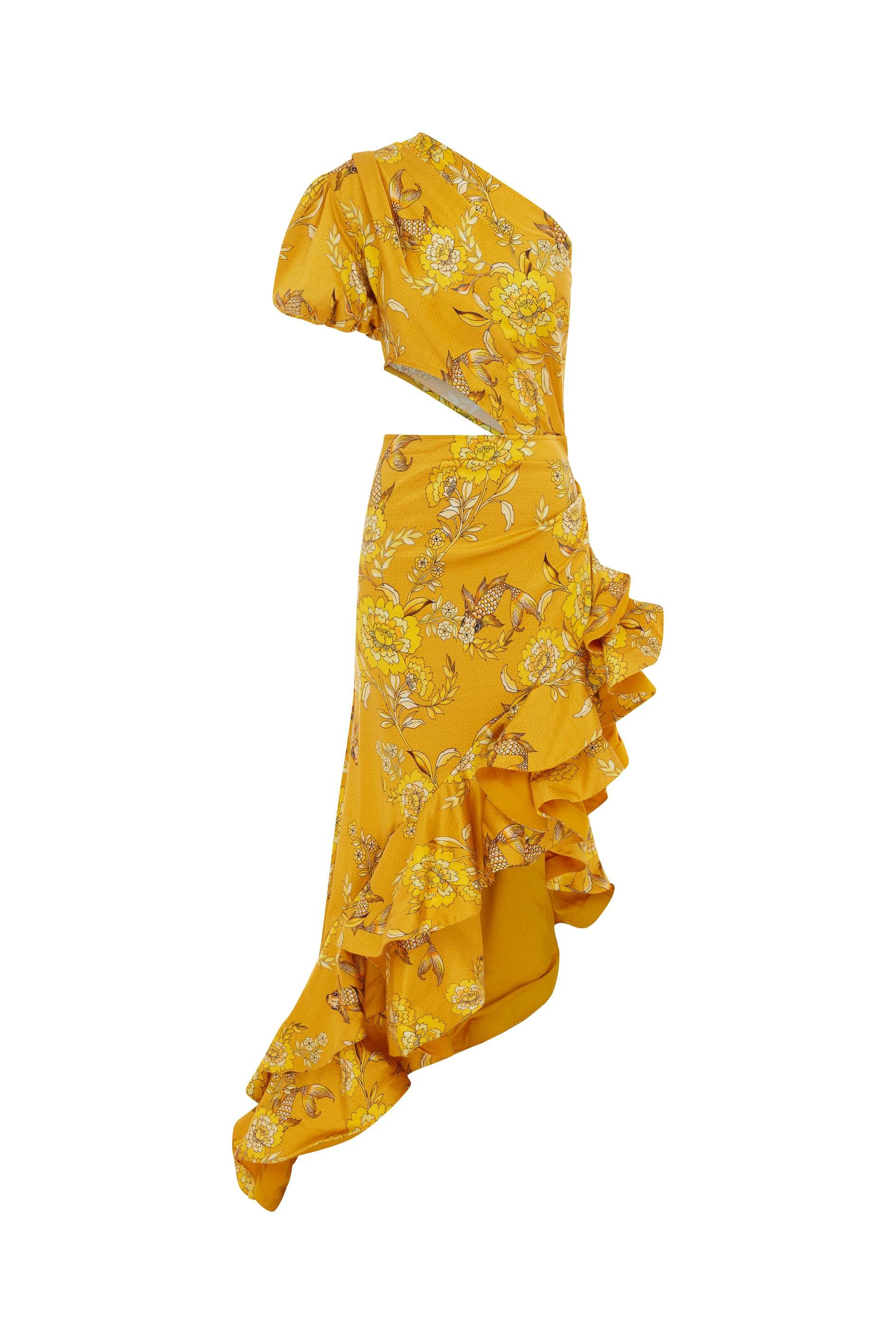 Khaki hand printed maiden dress – Golden Hour
