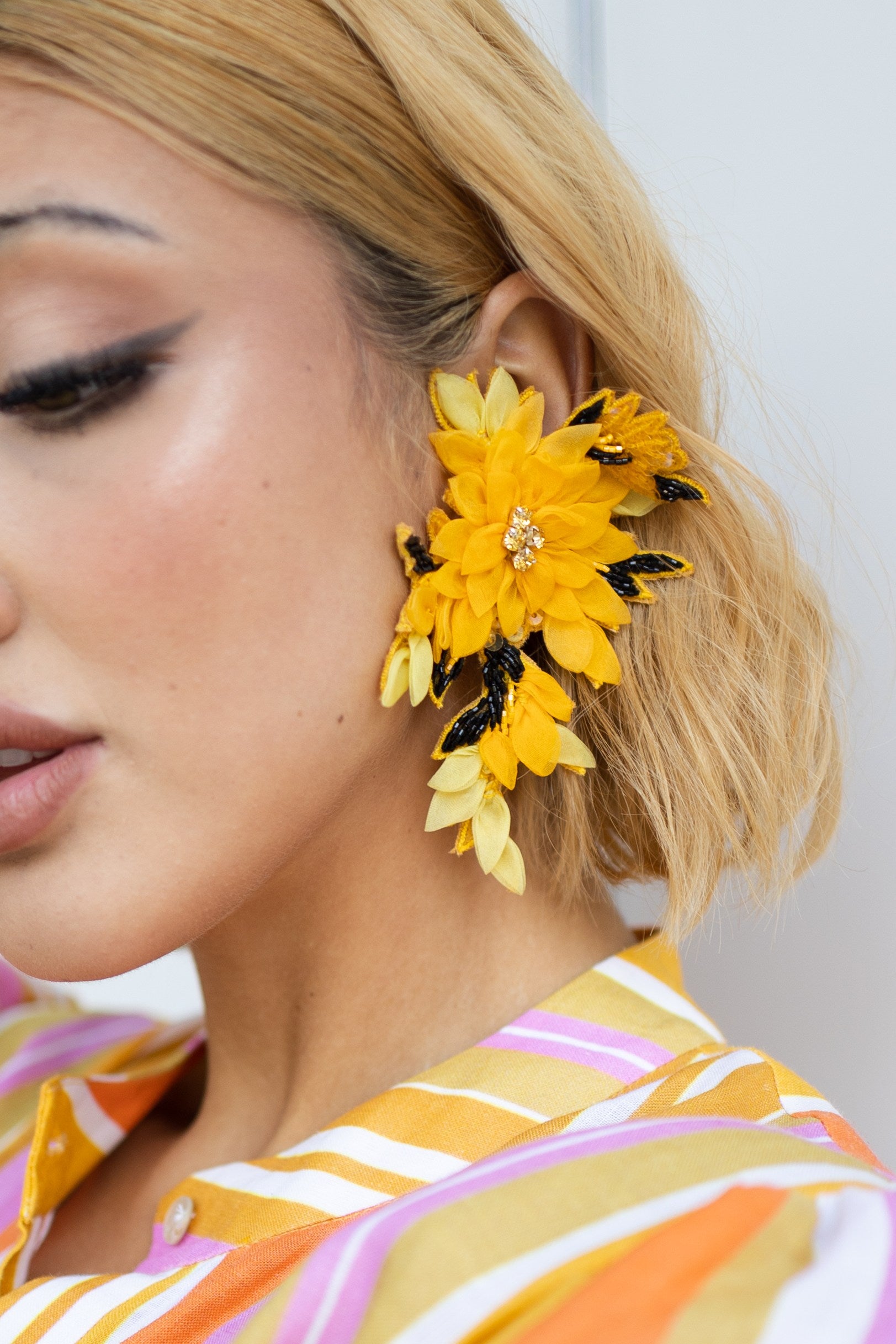 Bright Colourful Statement Earrings, Beaded with Neon Pink. – Amizest