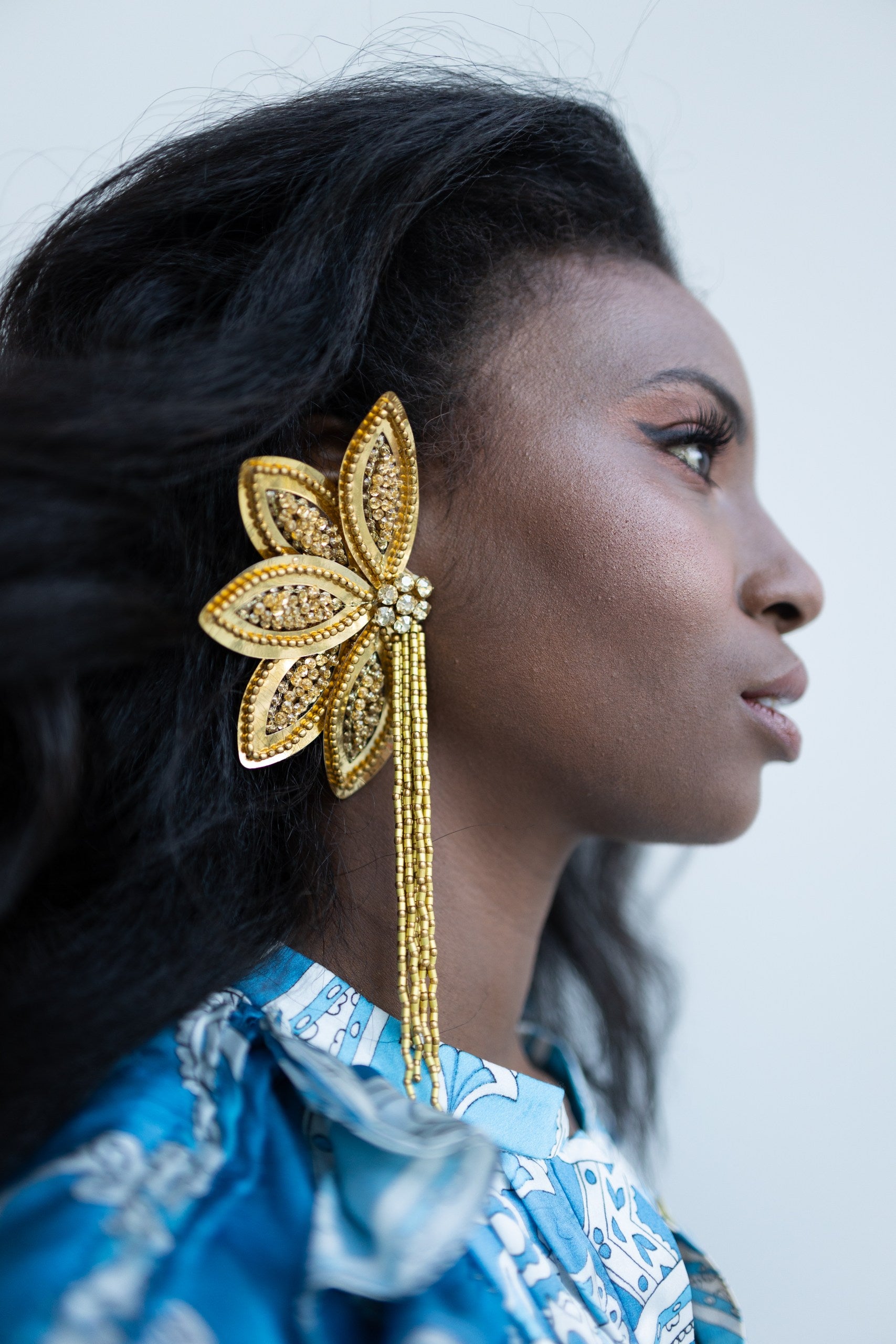 Gilded Gold Sequin Flower Earrings