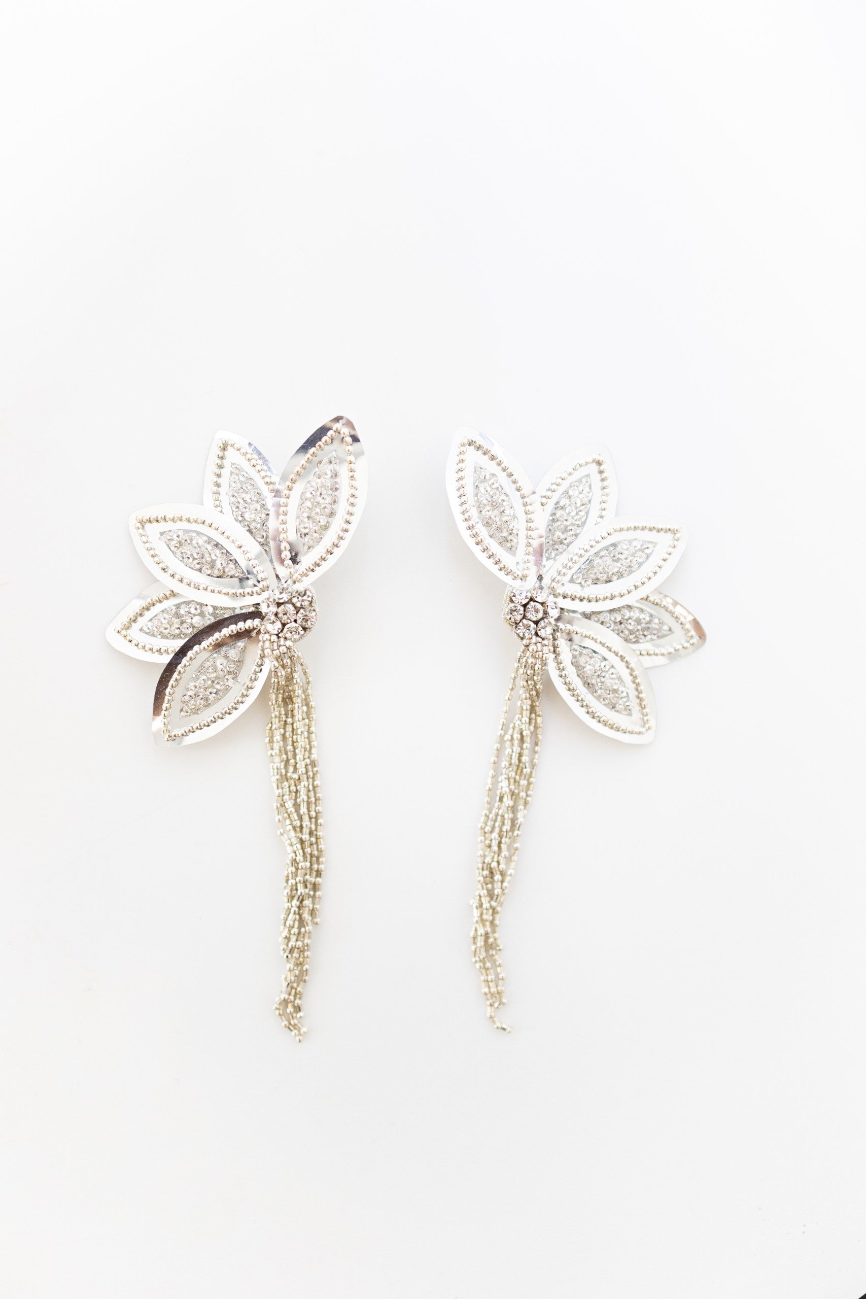 Shine Bright Silver Sequin Flower Earrings