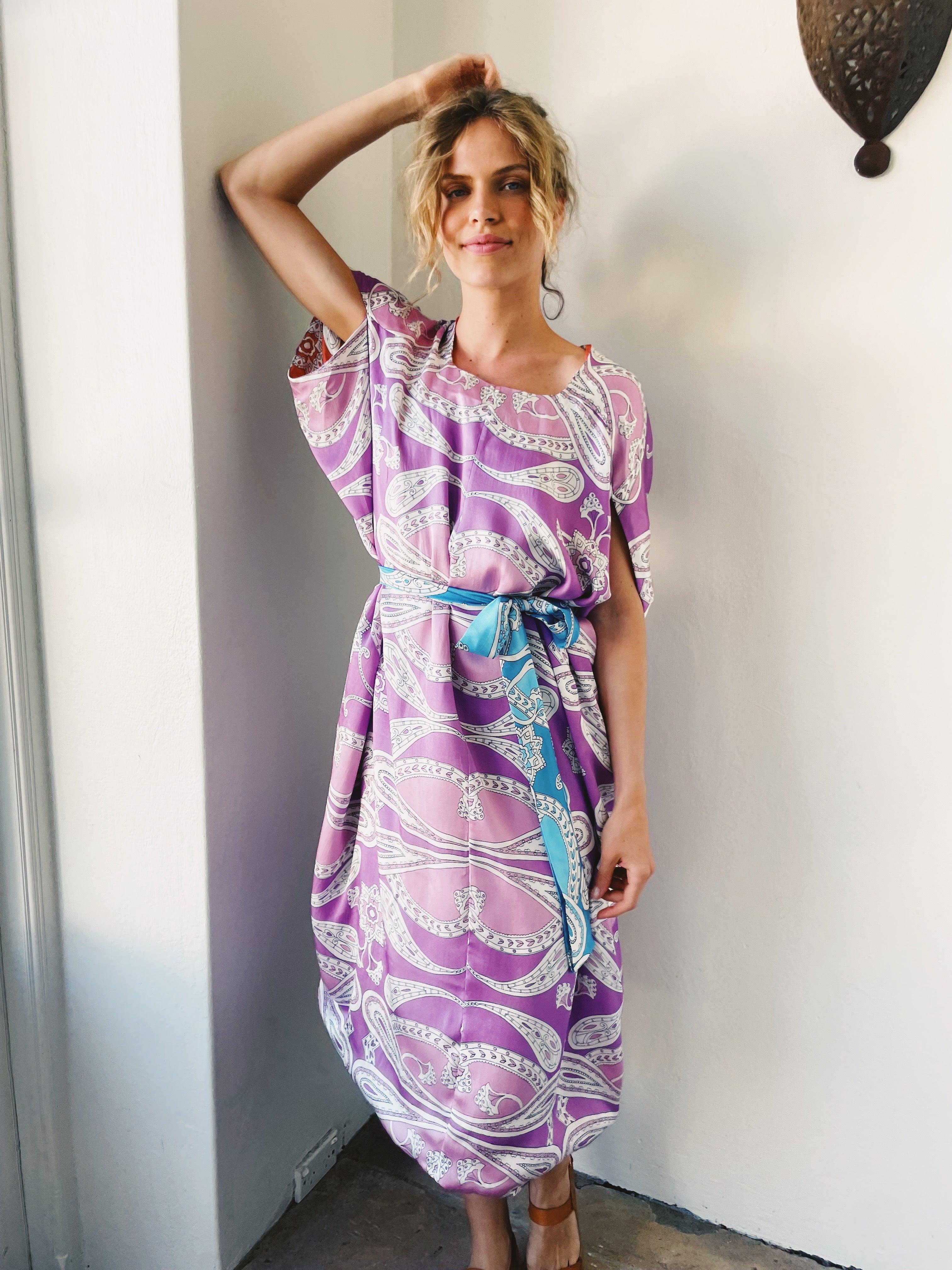 By The Sea Kaftan in Lavender Paisley