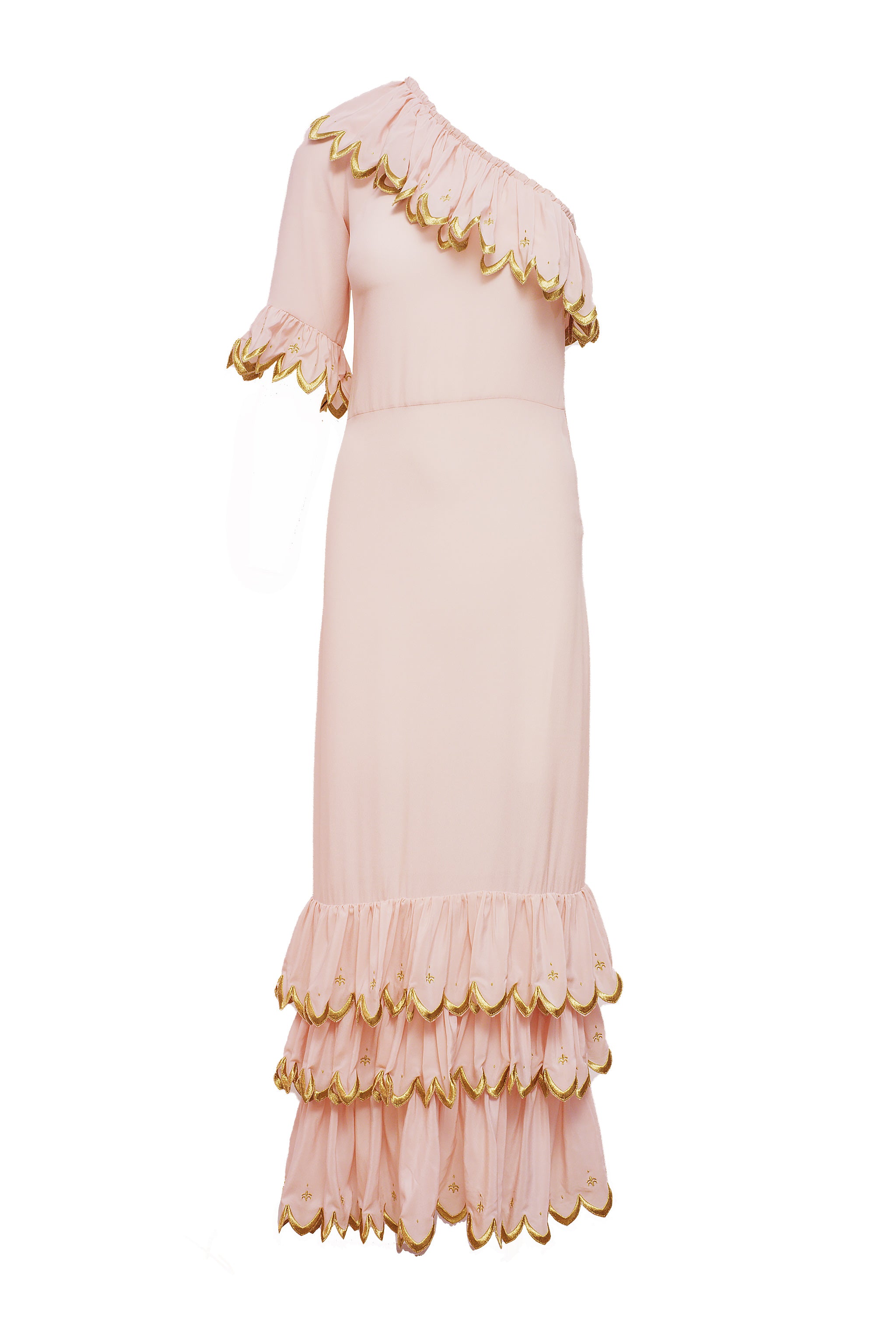 Aarons Baby Pink Maxi Dress with Embroidery