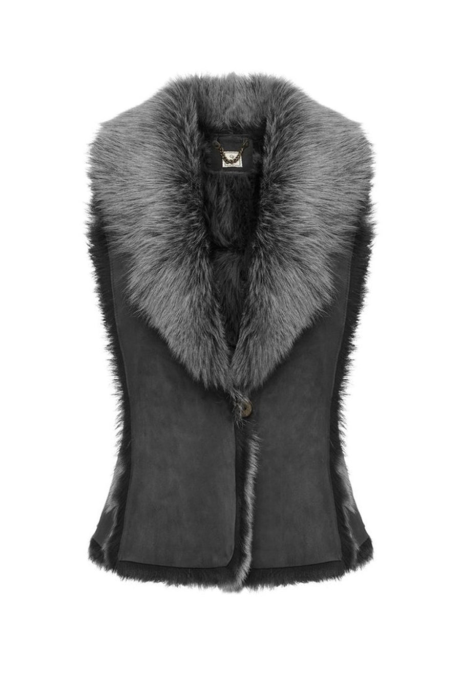 Toscana Shearling Gilet Vest in Black Brisa